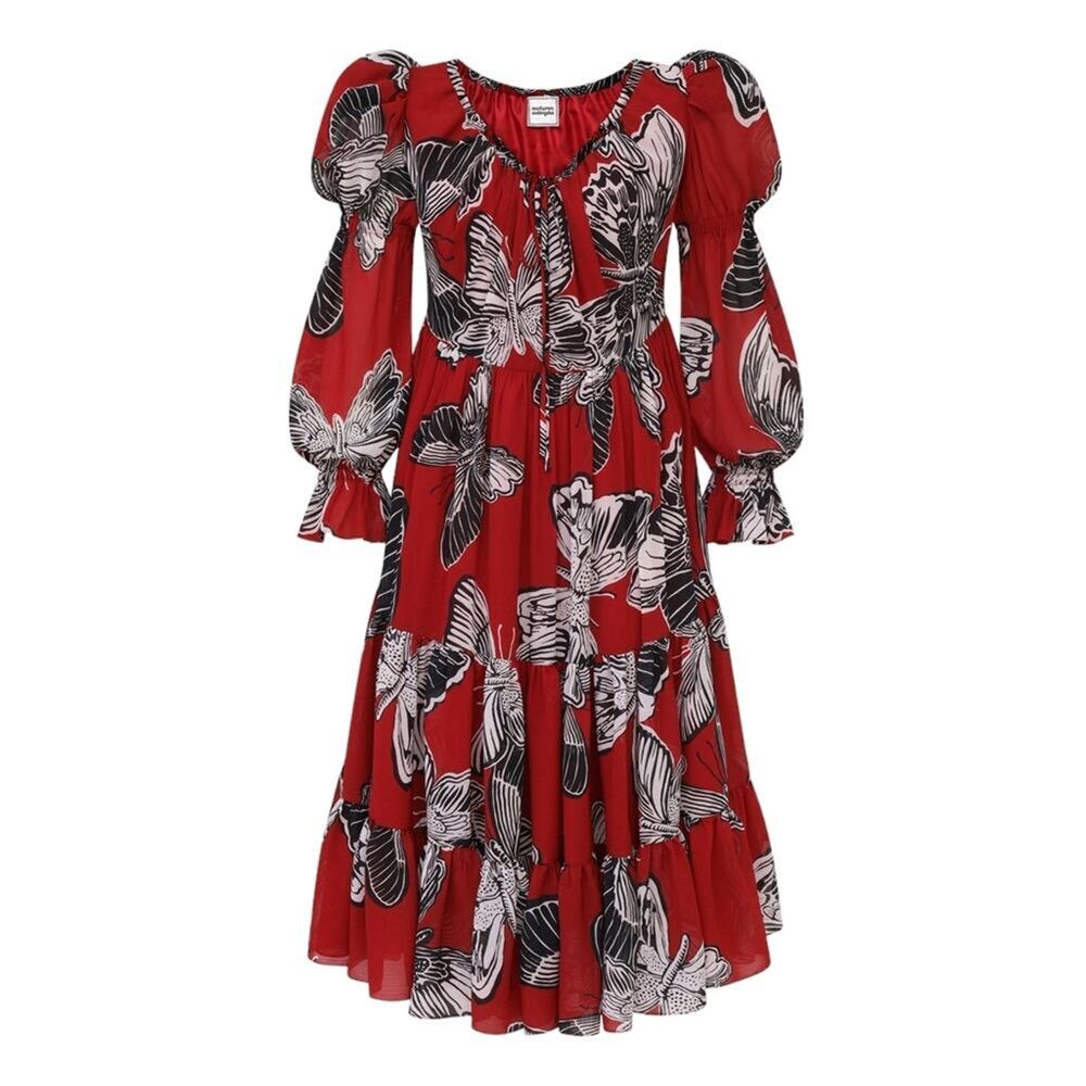 Autumn Adeigbo Fleur Dress Red Butterfly